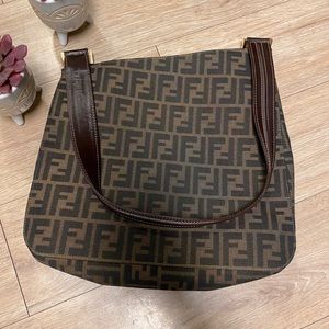 Fendi Vintage Monogram Zucca Flat Shoulder Bag